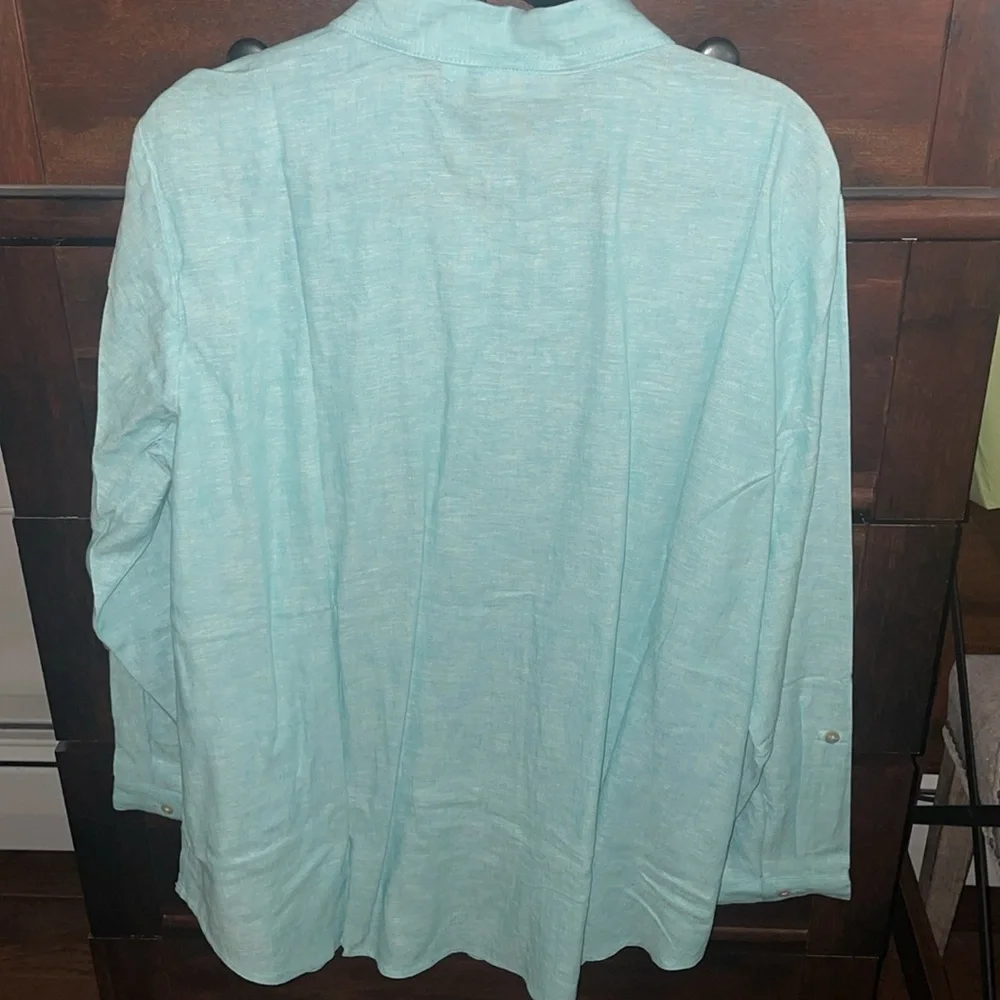 NWT Susan Graver Petite Easy Linen Blend Cross- Dyed Tunic - Picture 8 of 8
